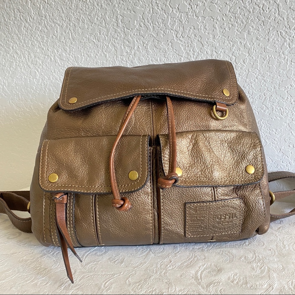 Fossil bronze front pocket backpack